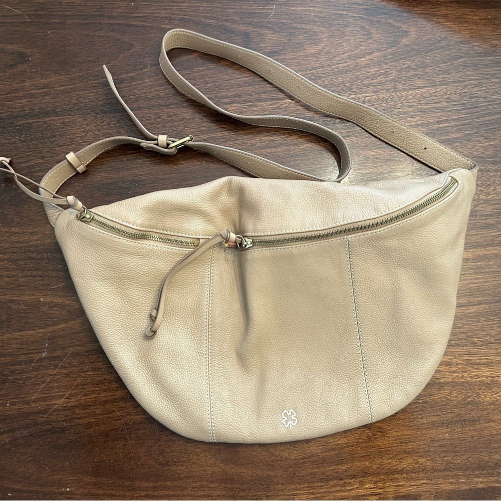 Lucky Brand Taupe Leather Crossbody Bag
